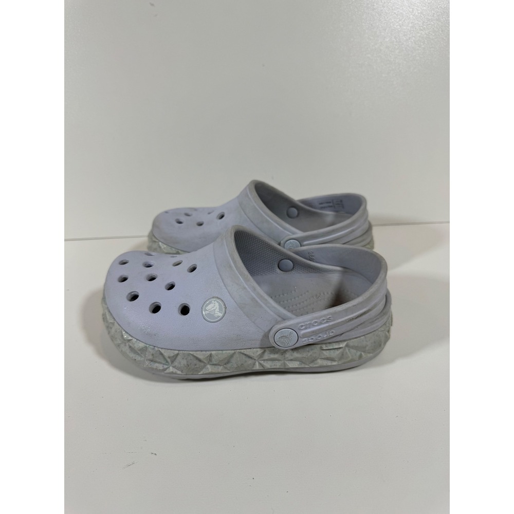 Crocs Crocband Geometric Glitter Band Clog Purple Lavender 1 J1 Kids Girls